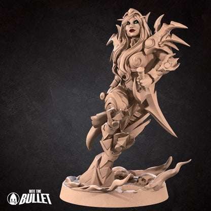 Female Elf Rogue, Red Assassin | 32mm, 35mm Scale | Unpainted Miniature