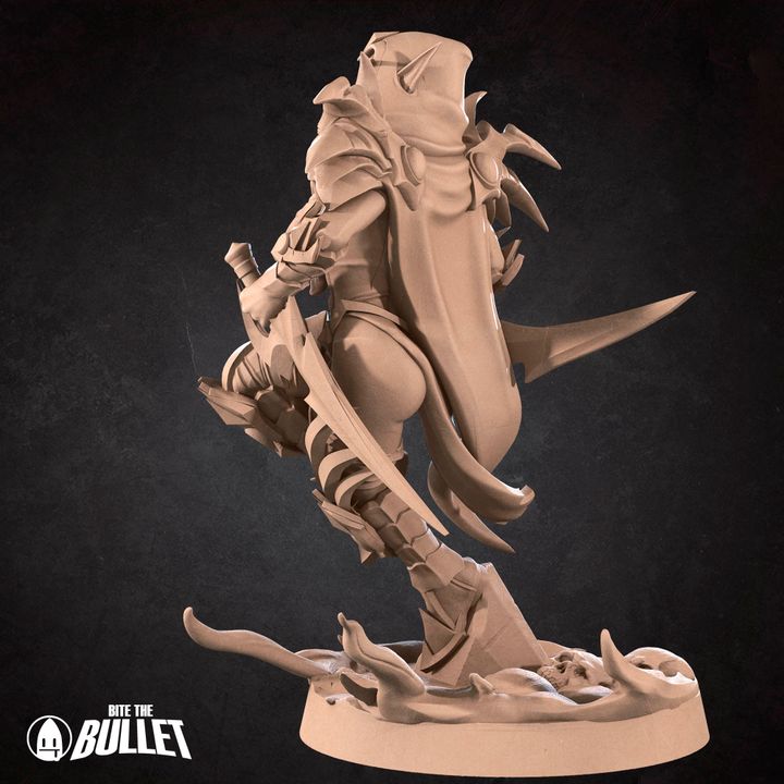 Female Elf Rogue, Red Assassin | 32mm, 35mm Scale | Unpainted Miniature