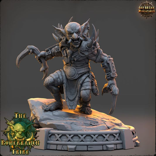 Varka Spinechewer, Goblin Marauder - The Bonebranch Tribe - Unpainted Miniature