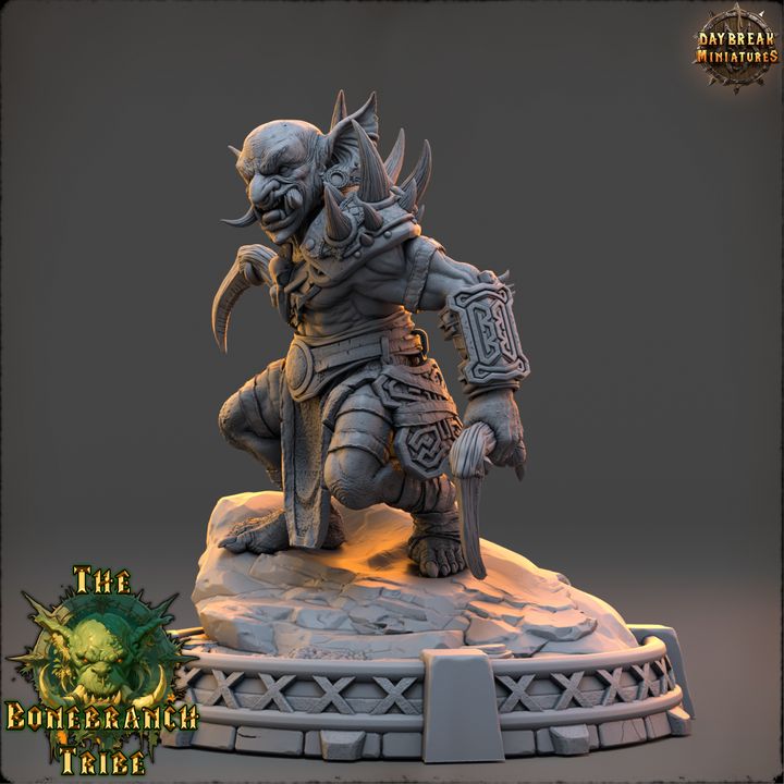 Varka Spinechewer, Goblin Marauder - The Bonebranch Tribe - Unpainted Miniature
