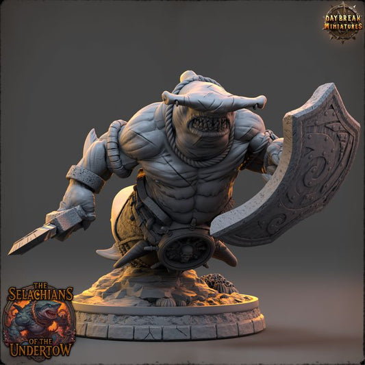 Veshraak Onefin, Sharkfolk - The Selachians of the Undertow - Unpainted Miniature