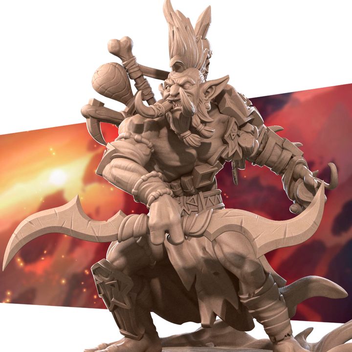 Troll Shadow Hunter | 32mm, 35mm Scale | Unpainted Miniature