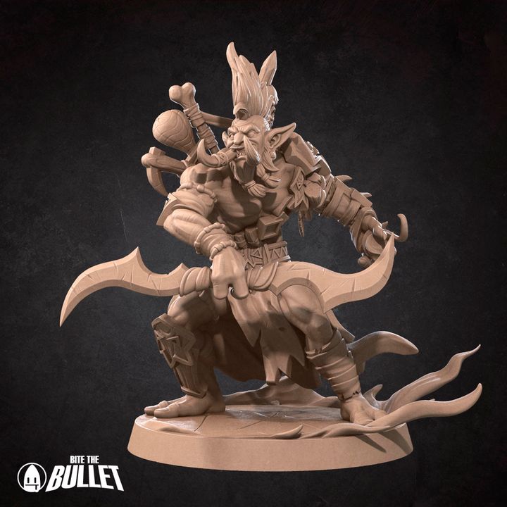 Troll Shadow Hunter | 32mm, 35mm Scale | Unpainted Miniature
