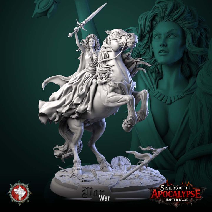 War, Apocalyptic Horseman | Sisters of the Apocalypse | Unpainted Miniature