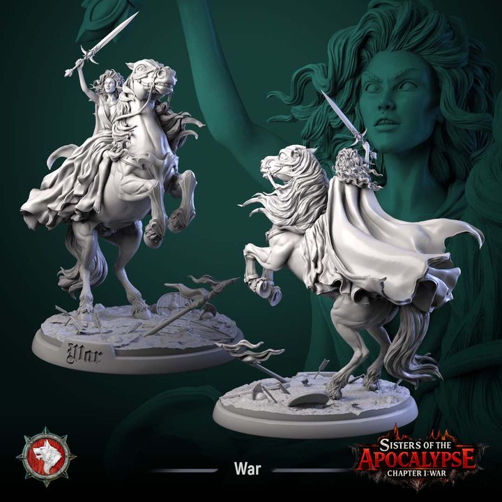 War, Apocalyptic Horseman | Sisters of the Apocalypse | Unpainted Miniature