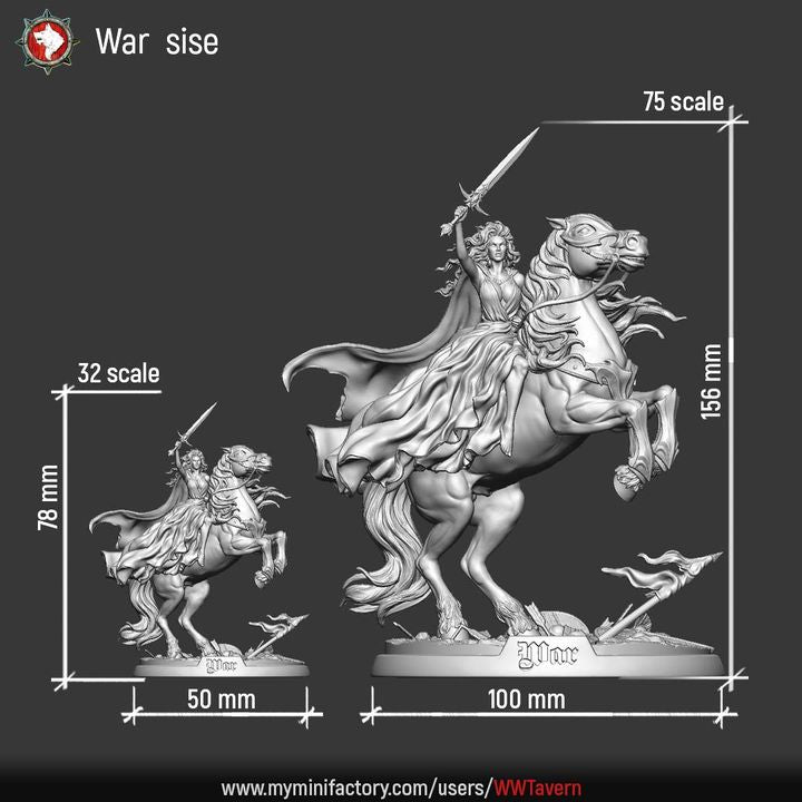 War, Apocalyptic Horseman | Sisters of the Apocalypse | Unpainted Miniature