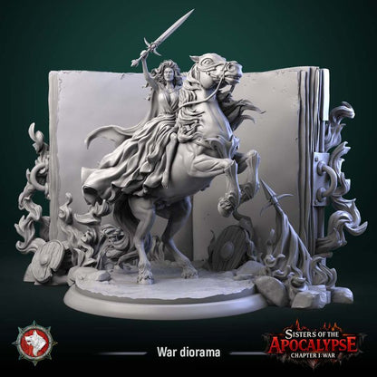 War, Apocalyptic Horseman, Diorama | Sisters of the Apocalypse | Unpainted Miniature