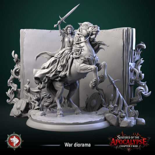 War, Apocalyptic Horseman, Diorama | Sisters of the Apocalypse | Unpainted Miniature