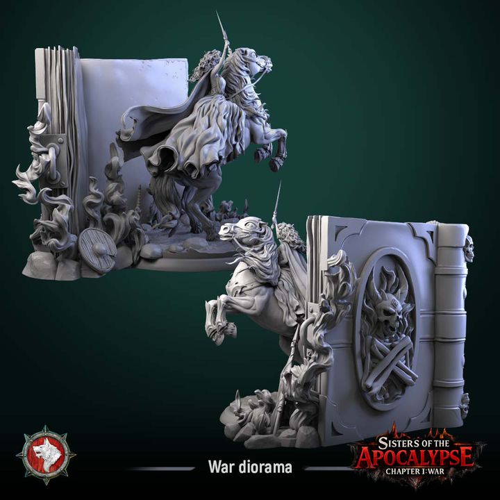 War, Apocalyptic Horseman, Diorama | Sisters of the Apocalypse | Unpainted Miniature