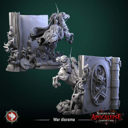 War, Apocalyptic Horseman, Diorama | Sisters of the Apocalypse | Unpainted Miniature