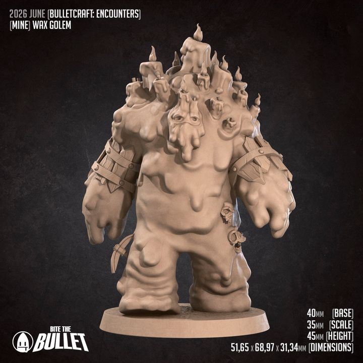 Wax Golem - Mine Set - 32mm, 35mm Scale - Unpainted Miniature