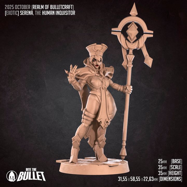 Serena, Human Inquisitor, Pinup | 32mm, 35mm Scale | Unpainted Miniature