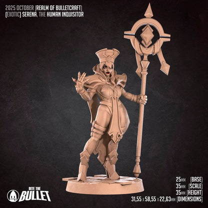 Serena, Human Inquisitor, Pinup | 32mm, 35mm Scale | Unpainted Miniature