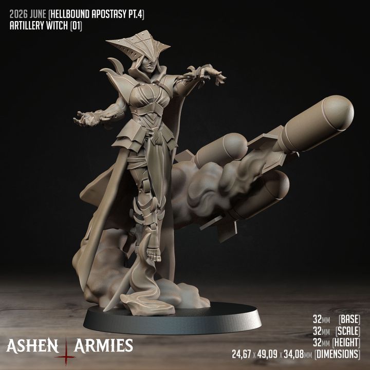 Artillery Witches, Hellbound Apostasy - Bullet Crusade - Unpainted Miniature