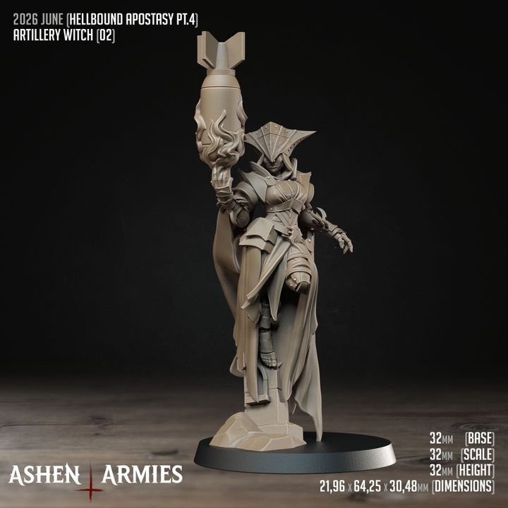 Artillery Witches, Hellbound Apostasy - Bullet Crusade - Unpainted Miniature