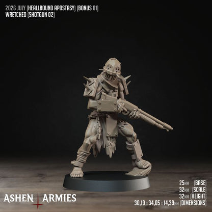 Wretched Shotgunners, Hellbound Apostasy - Bullet Crusade - Unpainted Miniature