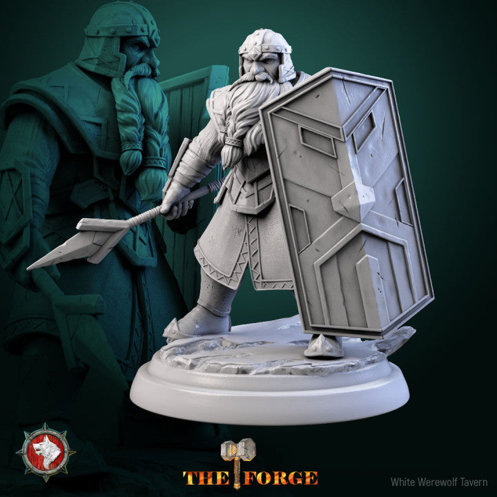 Heavily Armored Dwarves - Dwarf Guards - Unpainted Miniature