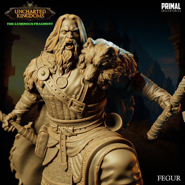 Barbarian Family - Kara & Fegur - Uncharted Kingdoms - Unpainted Miniature