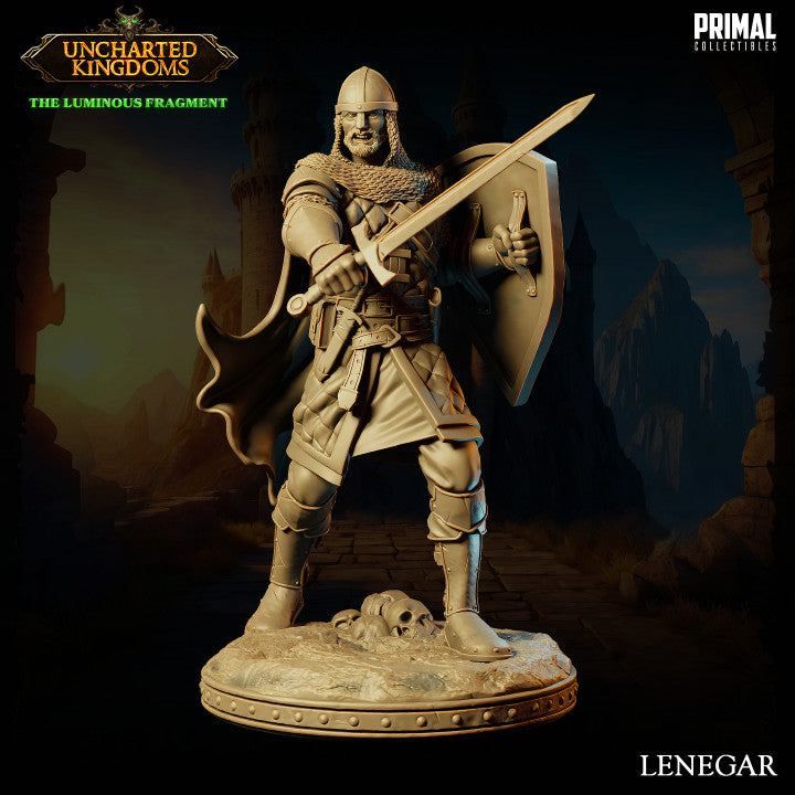 Lenegar - Human Soldier - Uncharted Kingdoms - Unpainted Miniature