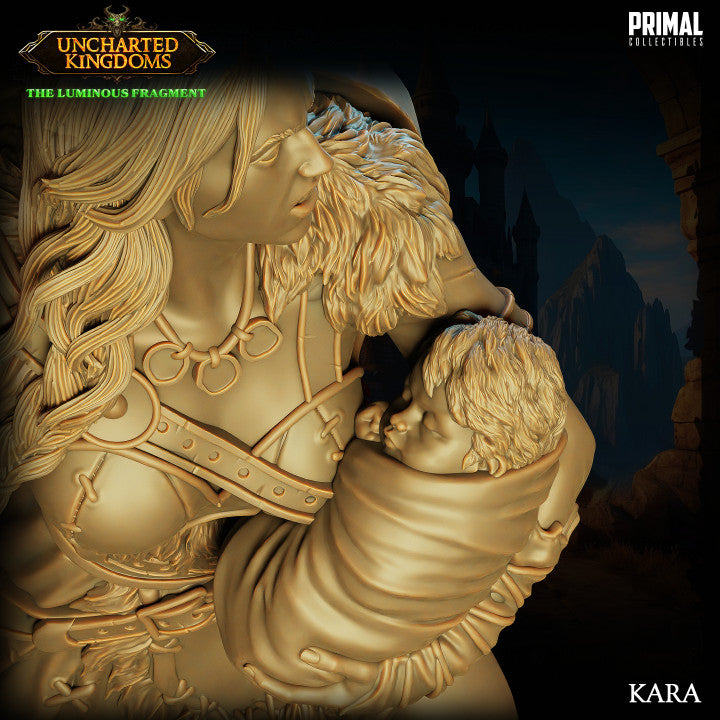 Barbarian Family - Kara & Fegur - Uncharted Kingdoms - Unpainted Miniature