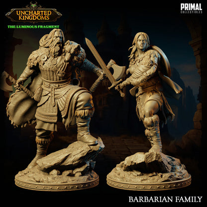 Barbarian Family - Kara & Fegur - Uncharted Kingdoms - Unpainted Miniature