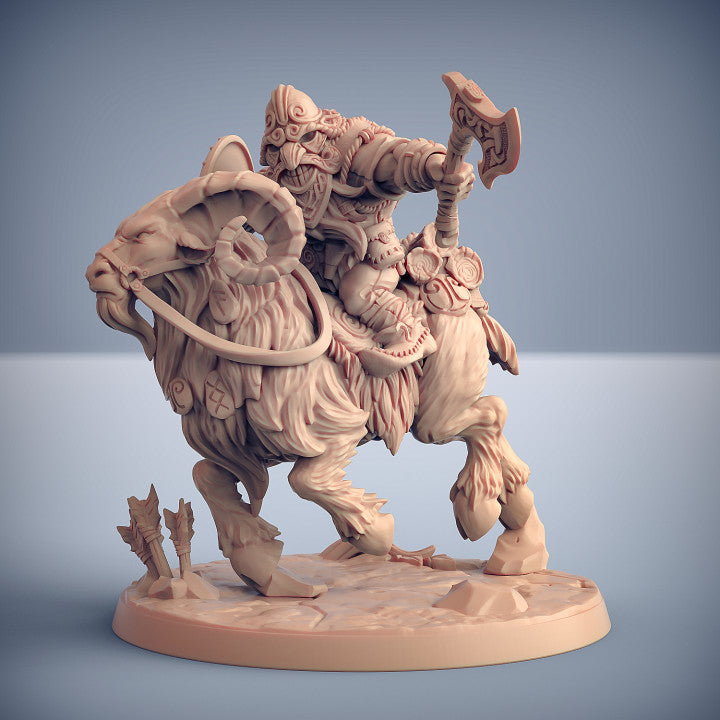 Dwarf Ram Riders - Dwarven Mountaineers of Skutagaard - Artisan Guild - Unpainted Miniature
