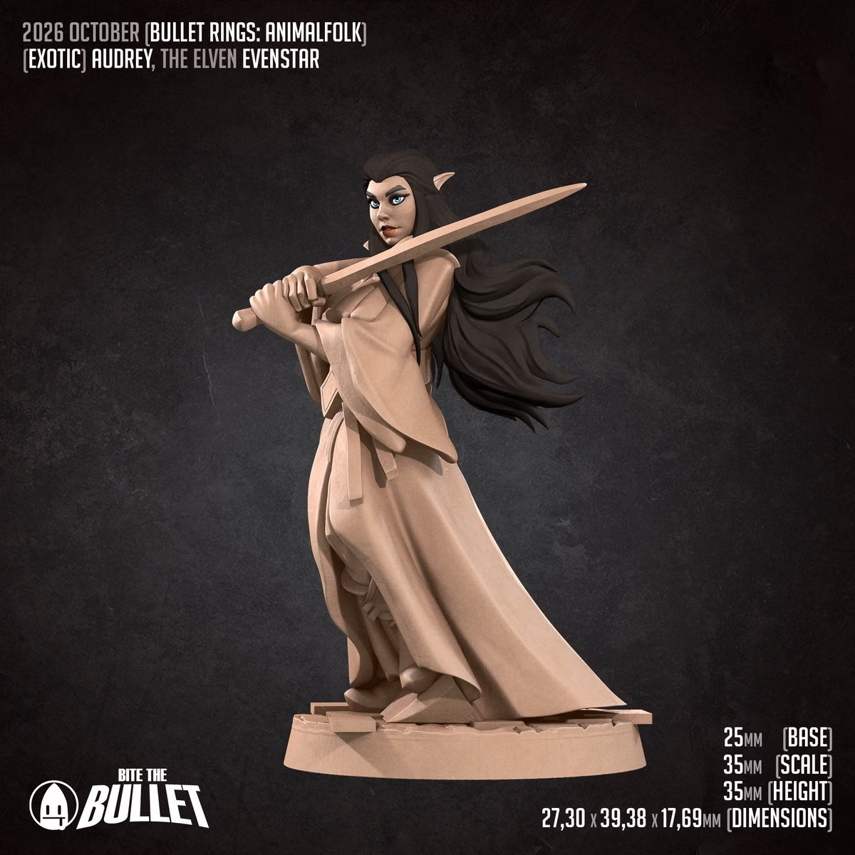 Audrey, Elven Evenstar, Pinup - Unpainted Miniature