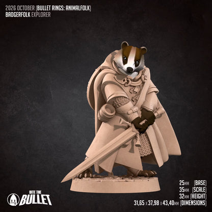 Badgerfolk Explorer - Unpainted Miniature