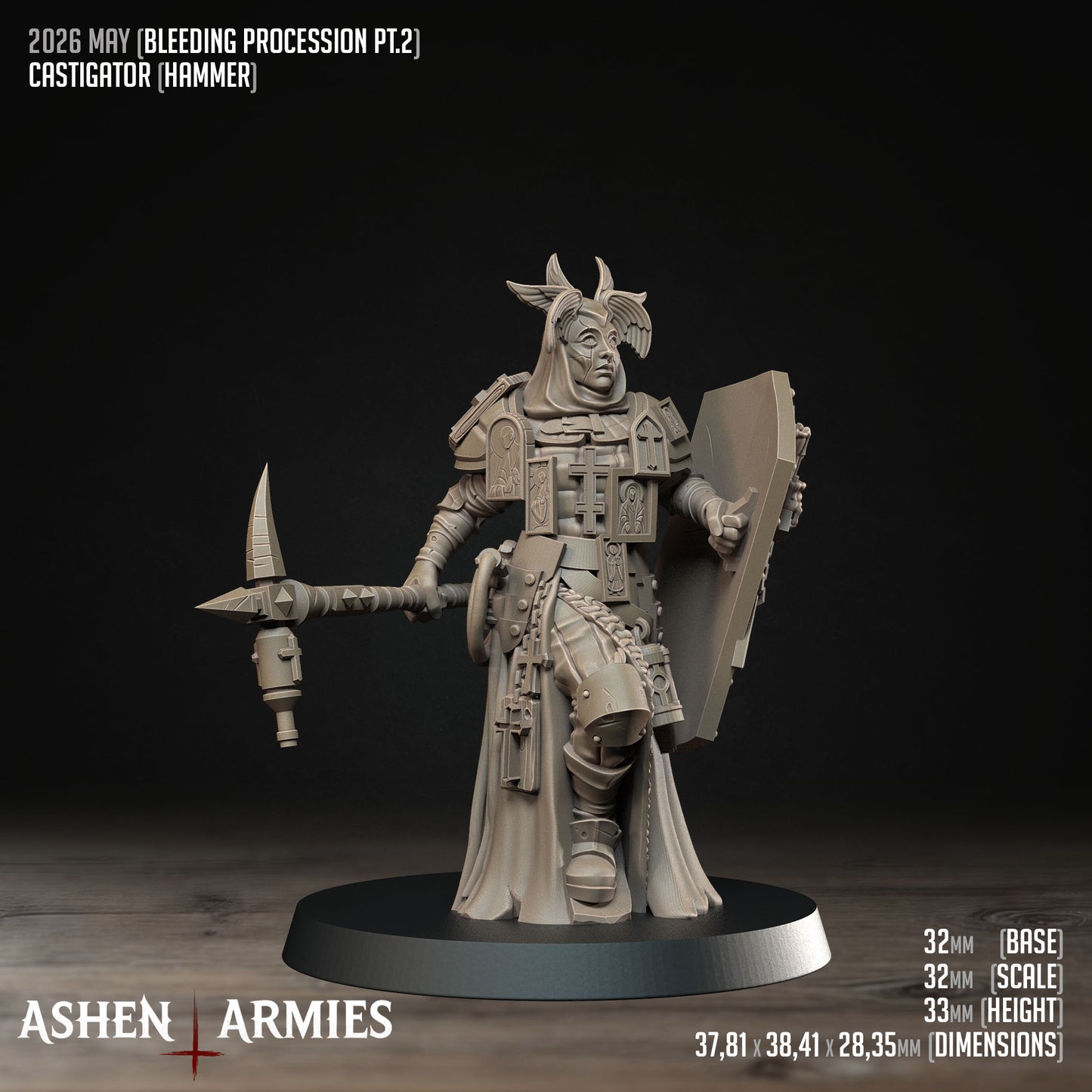 Female Castigator, Hammer, Bleeding Procession - Bullet Crusade - Unpainted Miniature