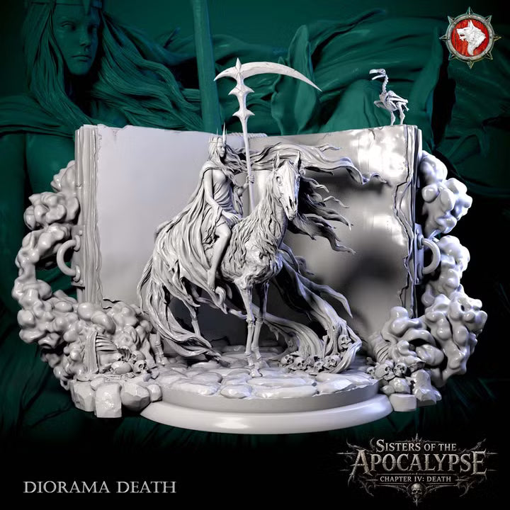 Death, Apocalyptic Horseman, Diorama | Sisters of the Apocalypse | Unpainted Miniature