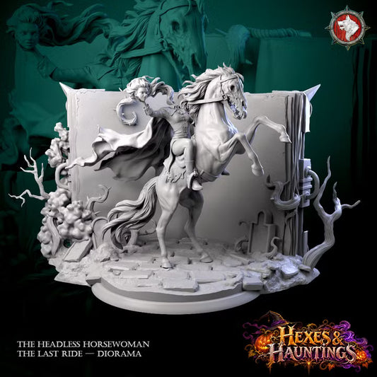 Headless Horsewoman, Diorama | Hexes & Hauntings | Unpainted Miniature