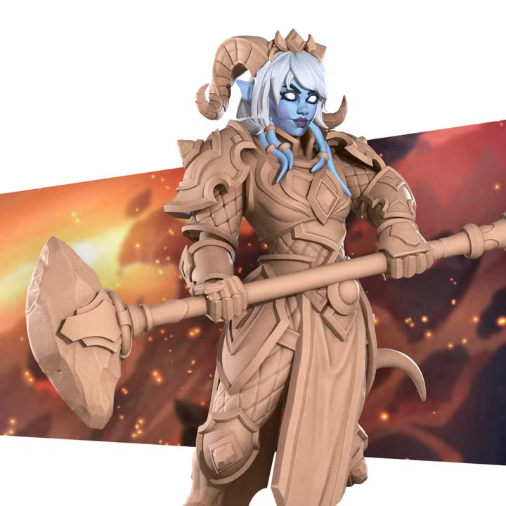 Horned Humanoid Paladin - Unpainted Miniature