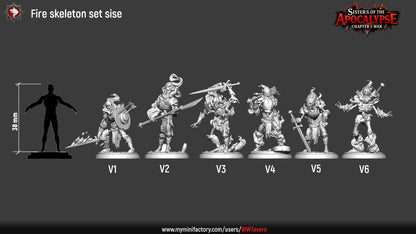 Fire Skeletons | Sisters of the Apocalypse | Unpainted Miniature