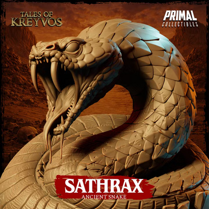 Sathrax, Ancient Snake - Tales of Kreyvos - Unpainted Miniature