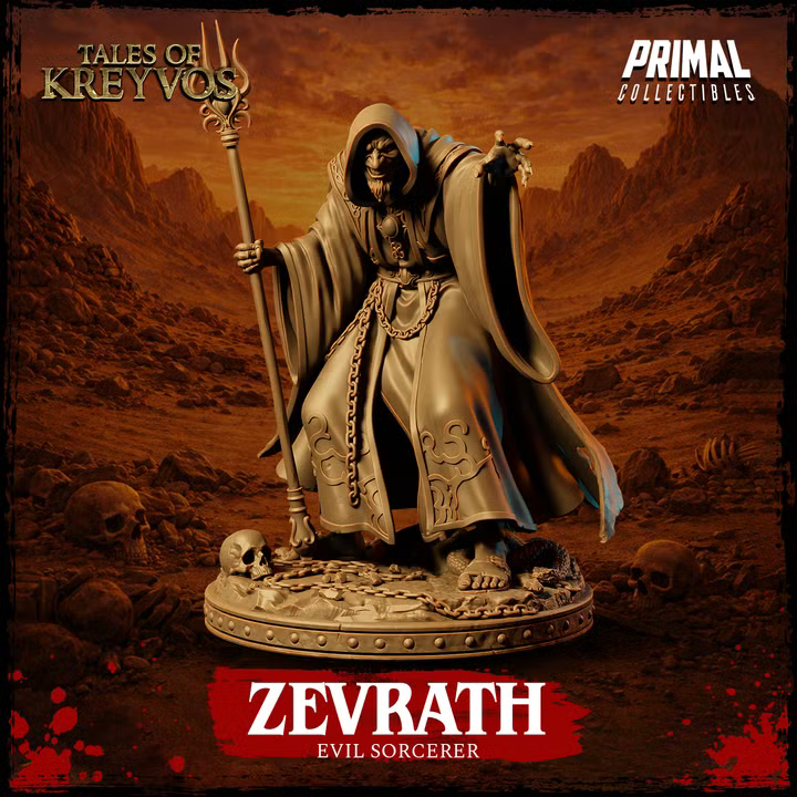 Zevrath, Evil Sorcerer - Tales of Kreyvos - Unpainted Miniature