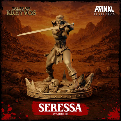 Seressa, Human Warrior - Tales of Kreyvos - Unpainted Miniature