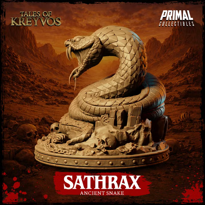 Sathrax, Ancient Snake - Tales of Kreyvos - Unpainted Miniature