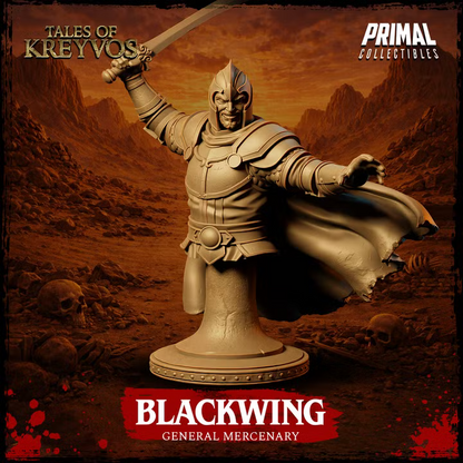 Mercenary, Blackwing, Tales of Kreyvos - Unpainted Miniature Bust