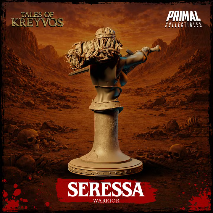 Warrior, Seressa, Tales of Kreyvos - Unpainted Miniature Bust
