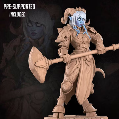 Horned Humanoid Paladin - Unpainted Miniature