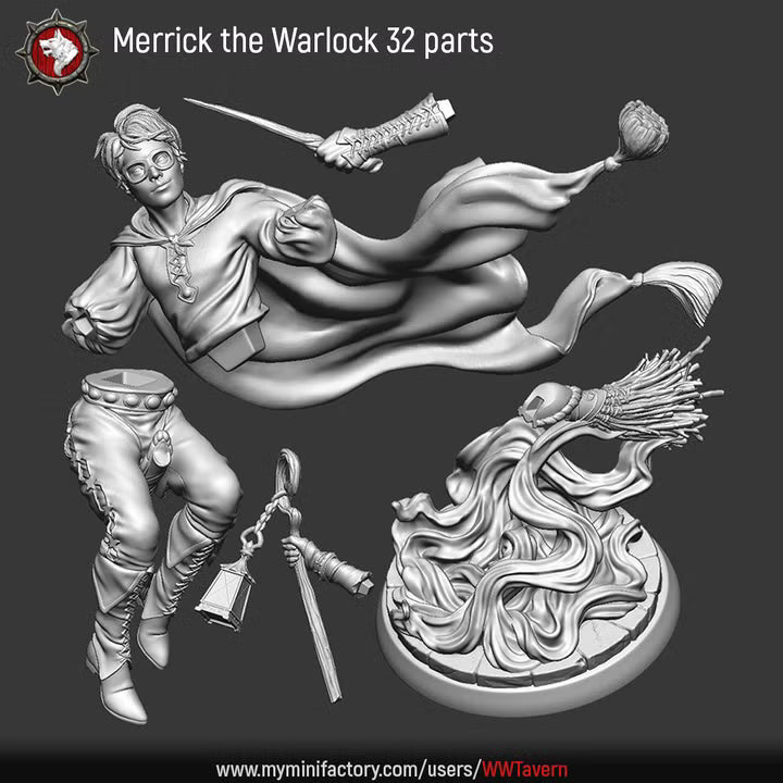 Merrick the Warlock | Hexes & Hauntings | Unpainted Miniature