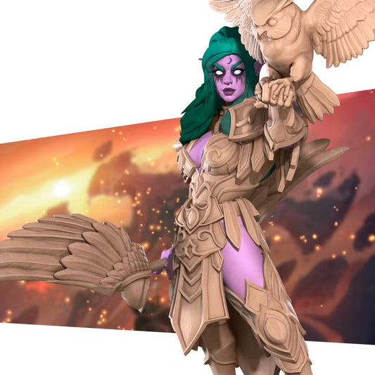 Night Elf Warrior Priestess, Pinup - Unpainted Miniature