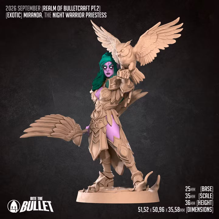 Night Elf Warrior Priestess, Pinup - Unpainted Miniature