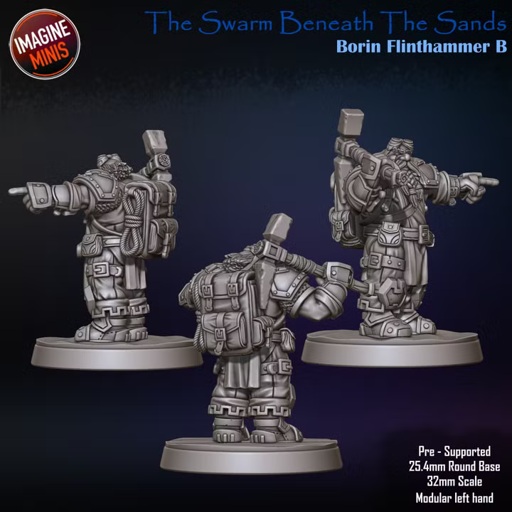 Borin Flinthammer - Swarm Beneath Sands - Unpainted Miniature