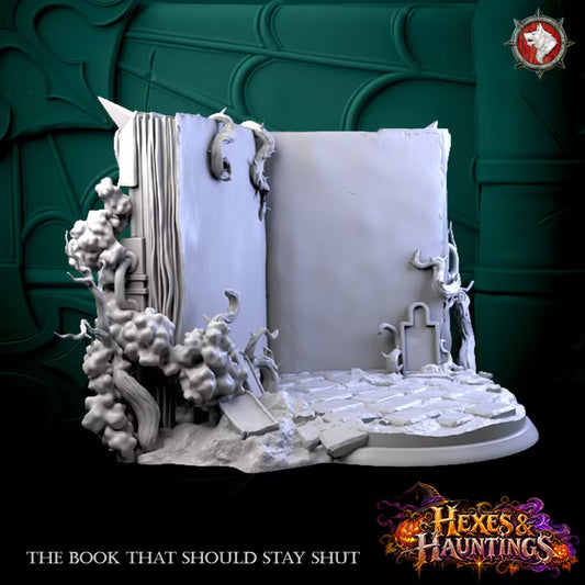 The Book That Should Stay Shut | Diorama Base | Hexes & Hauntings | Unpainted Miniature