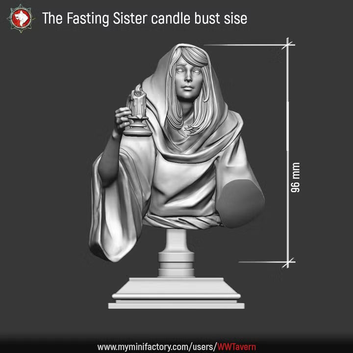 Fasting Sister with Candle - Unpainted Miniature Bust
