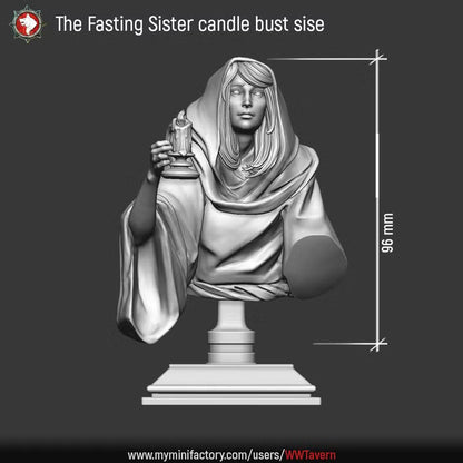 Fasting Sister with Candle - Unpainted Miniature Bust