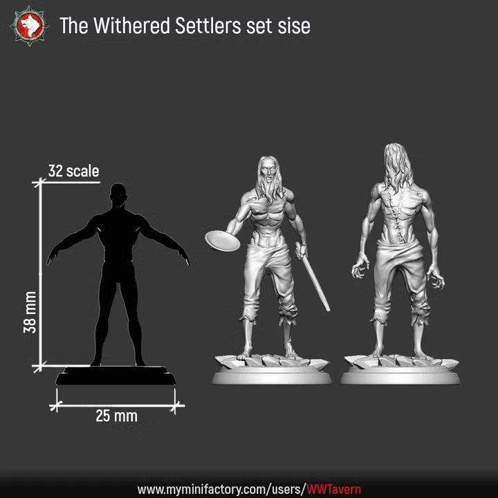Withered Settlers | Sisters of the Apocalypse: Famine | Unpainted Miniatures