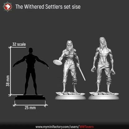Withered Settlers | Sisters of the Apocalypse: Famine | Unpainted Miniatures
