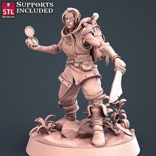 Adventurer - 32mm Scale - Unpainted Miniature for DnD, Pathfinder, Tabletop RPGs - STL Miniatures